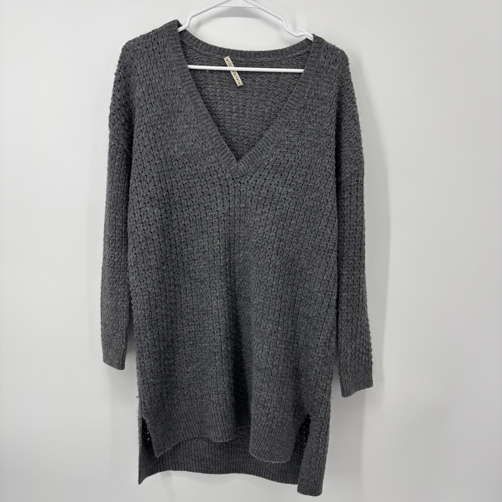 alice + olivia‎ Womens Grey Knit Sweater V Neck Women's Medium Long